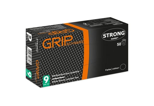 Einweghandschuh Grip,Nitril,ungepudert, schwarz,Gr.11, Box=50 Stück