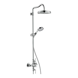 hansgrohe Showerpipe Axor Montreux m Thermostat, Kopfbrause, 240mm, 1j, brush. ni.