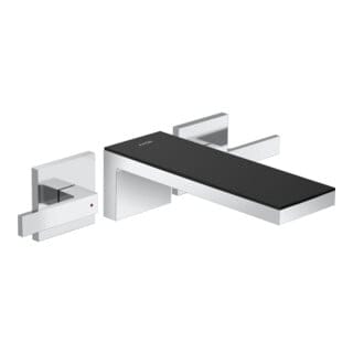 hansgrohe Fertigset Axor MyEdition 3-Loch-Waschtischarmatur, Wd, m Pl., chr./Schw.-gl.