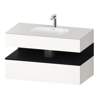 Duravit Einbauwaschtisch-Möbel-Set Qatego 100x55x60cm, Ei sw/we matt, Konsolen-Waschtischunterbau