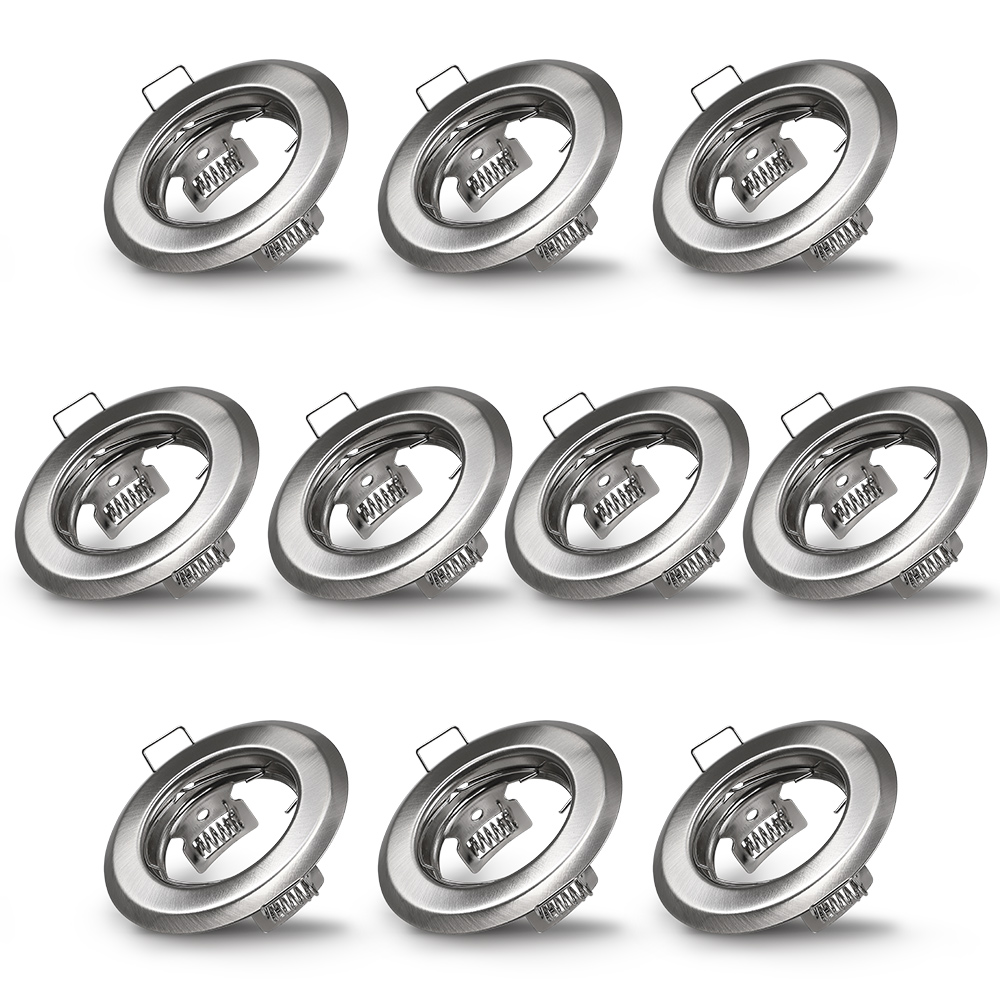 Deuba - 10x Led Einbaurahmen Inkl. Gu10 Keramikfassungen Einbaustrahler Einbauleuchte 10er Set Glänzend Silber