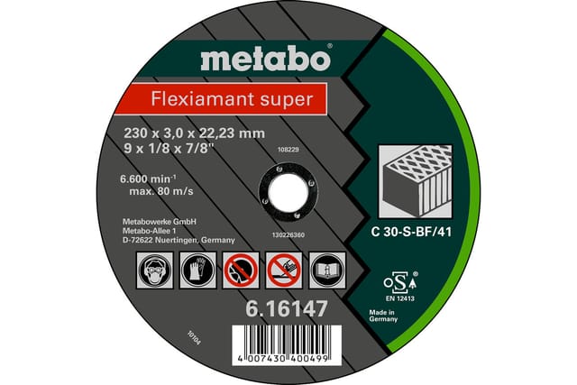 Metabo Flexiamant super 230x3,0x22,23 Stein, Trennscheibe, gekröpfte Ausführung