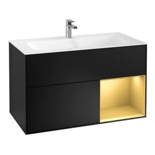 V&B Waschtischunterschrank Wandbeleuchtung Finion 99,6x59,1cm, Reg re gol m, bla m lacquer