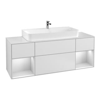 V&B Waschtischunterschrank Wandbeleuchtung Finion 160cm, Reg wh. m Lac, White matt lacquer