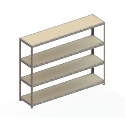 Meta Weitspannregal Speed Rack 1970 x 2500 x 600 mm verzinkt + 4 Fachebenen + Spanplatten