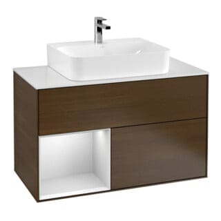 V&B Waschtischunterschrank Finion 100, Pl bla m, Reg li wh. m Lac, wal ven