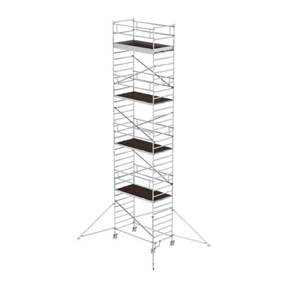 MUNK Rollgerüst 1,35 x 2,45 m mit Ausleger und Doppel-Plattform, Plattformhöhe 9,35 m