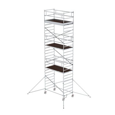 MUNK Rollgerüst 1,35 x 2,45 m mit Ausleger und Doppel-Plattform, Plattformhöhe 7,35 m