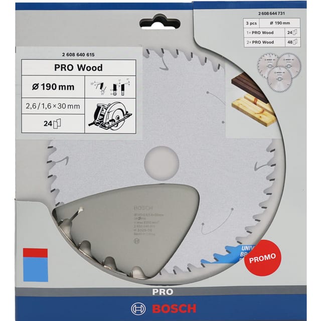 Bosch Promo 3er Pack, 190 mm Pro Wood