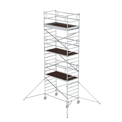MUNK Rollgerüst 1,35 x 2,45 m mit Ausleger und Doppel-Plattform, Plattformhöhe 6,35 m