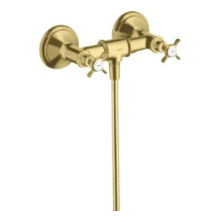 hansgrohe Zweigriff-Brausearmatur Axor Montreux AP, 1 Verbr., m Kreuzgr., brushed brass