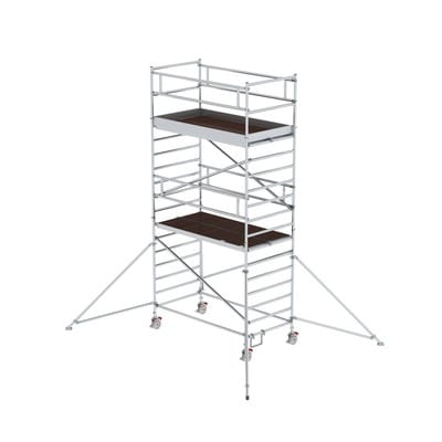 MUNK Rollgerüst 1,35 x 2,45 m mit Ausleger und Doppel-Plattform, Plattformhöhe 4,35 m