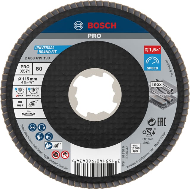 Bosch Fächerschleifscheibe X571 Best for Metal gewinkelt 115 mm K 80 Fiber