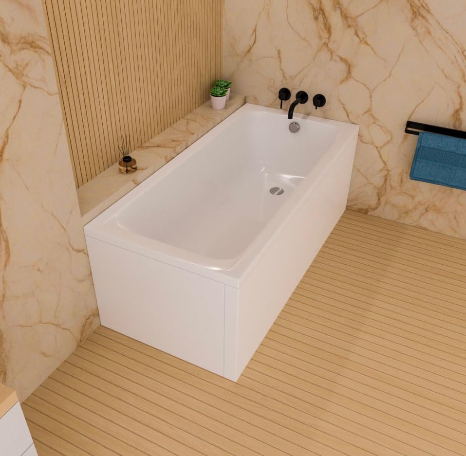 Ecolam Badewanne Basic 150x70 Schürze Wanne Acrylwanne Rechteck Ablauf Füße Silikon Top Qualität