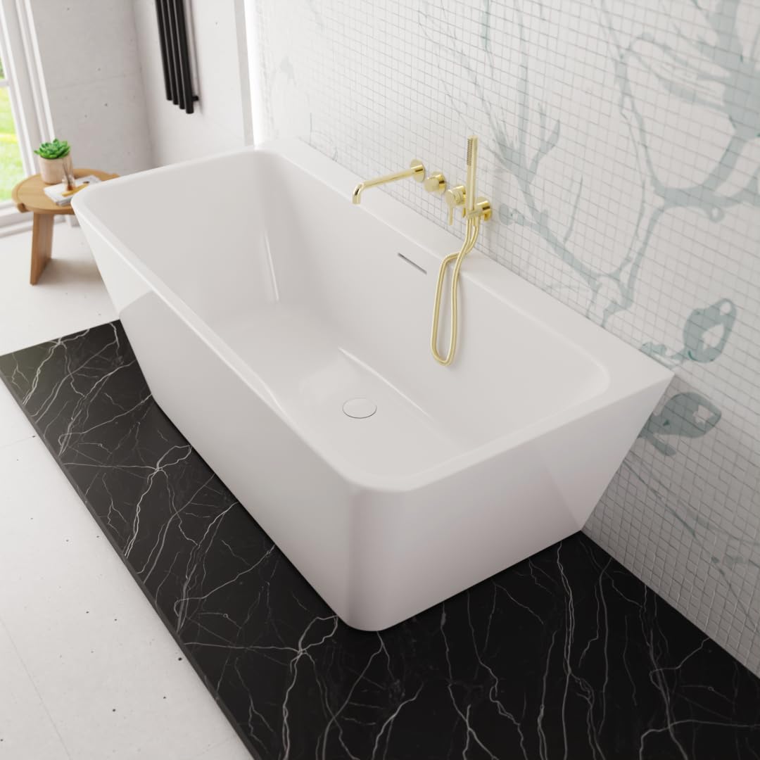 Ecolam Vorwandbadewanne Halb Freistehende Badewanne 170x75 Cm Lila Wall I Moderne Wandbadewanne Wanne Top Qualität Acrylwanne I Wandmontage Komplett Set Click Clack
