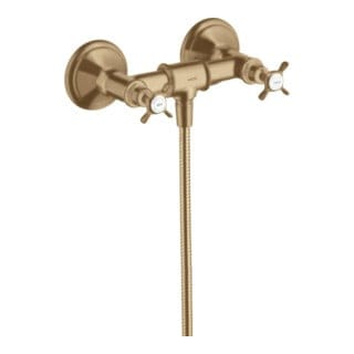 hansgrohe Zweigriff-Brausearmatur Axor Montreux AP, 1 Verbr., m Kreuzgr., brushed bronze