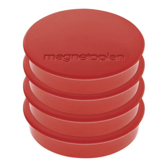 Magnetoplan Magnet Discofix Standard auf Blisterkarte, 4 Stück, rot