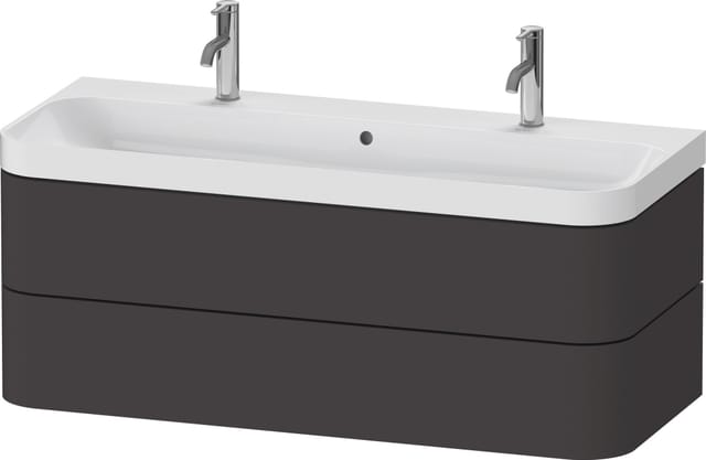 Duravit Möbelwaschtisch Happy D.2 Plus 117,5x49cm, 2 Schubk., graphit supermatt