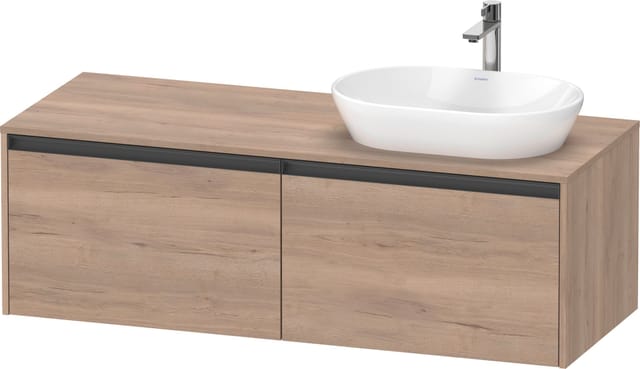 Duravit Waschtischunterschrank Ketho.2 140x55cm, B re, Ei marm., 2 Ausz., wandhängend