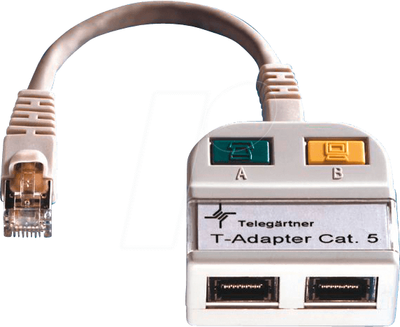 Telegärtner Modular-T-Adapter 1x10/100BT,1xISDN/g. 100023153