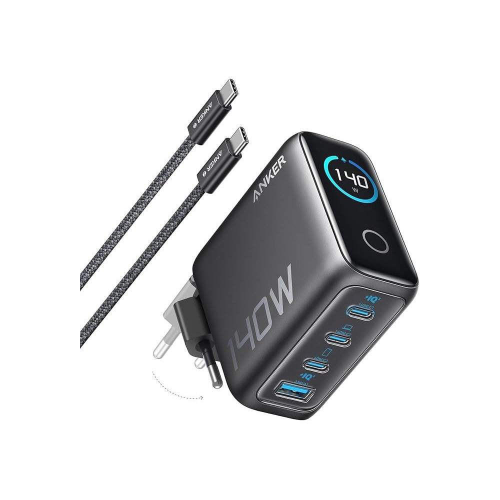 Gan-ladegerät Anker 140 W Mit Digitaldisplay, 4 Geräte, 2 Usb-c-kabel