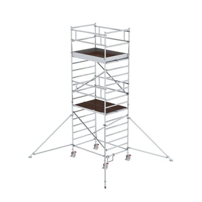 MUNK Rollgerüst 1,35 x 1,80 m mit Ausleger und Doppel-Plattform, Plattformhöhe 4,35 m
