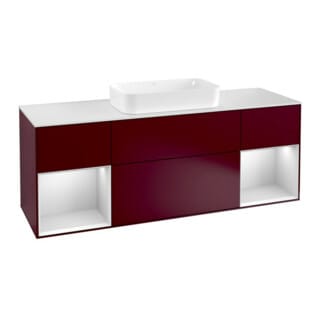 V&B Waschtischunterschrank Abdeckplatte wh. m Finion 160x60cm, Reg wh. m lacquer, Peony Matt