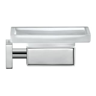 Duravit Seifenschale Karree 11,5x12,2cm, Gl. weiß matt, Halter chrom