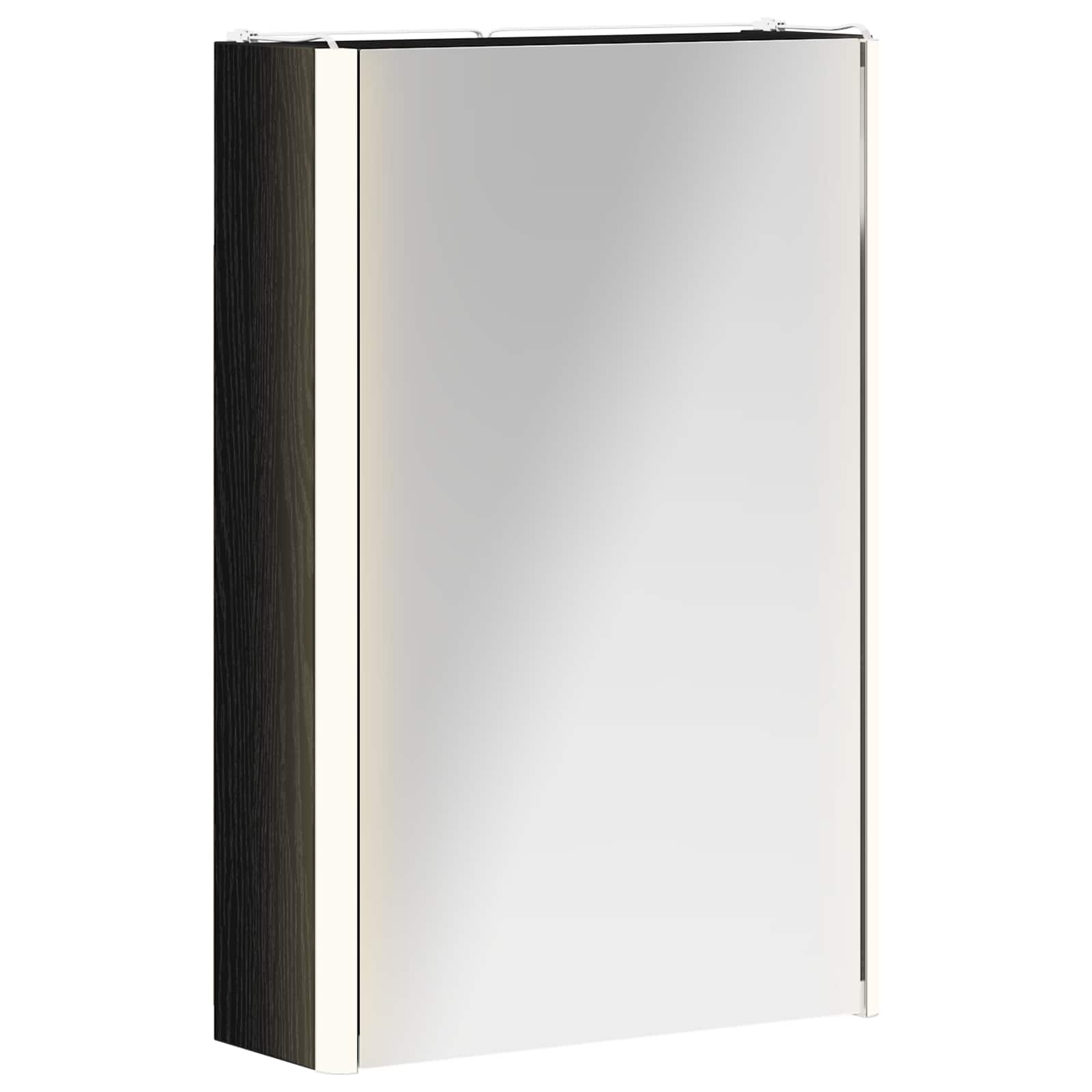 Vidaxl Bathroom Mirror Cabinet Black Oak 33 X 11.5 X 50 Cm