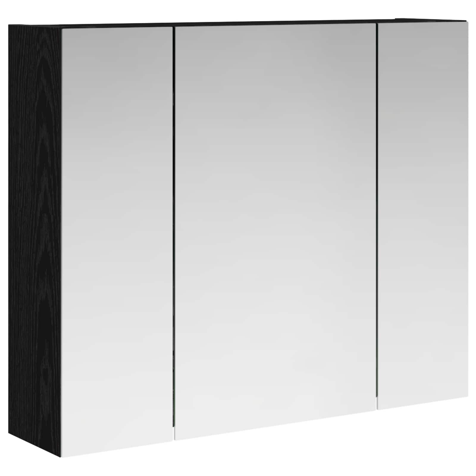 Vidaxl Bathroom Mirror Cabinet Black Oak 60 X 14.5 X 50 Cm