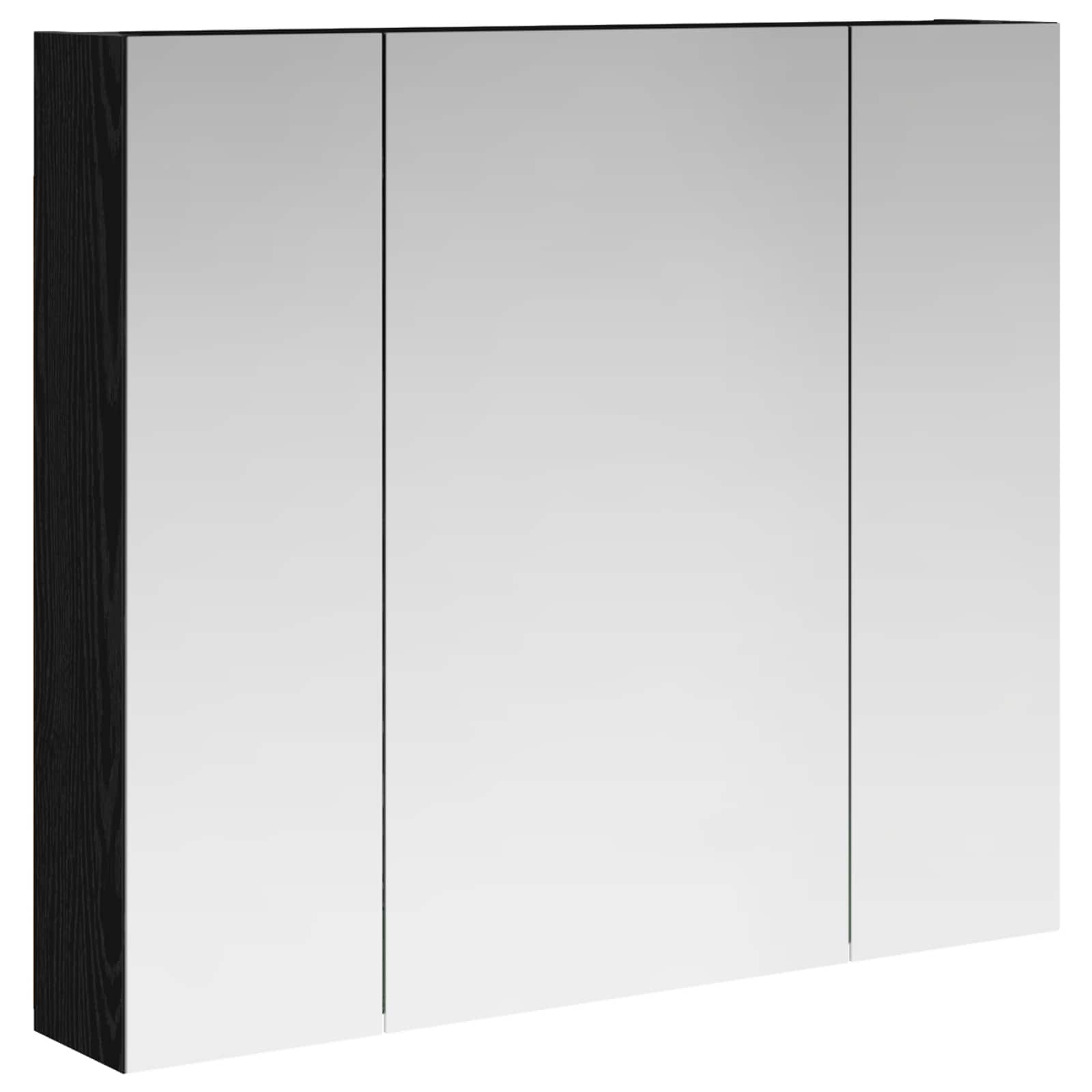 Vidaxl Bathroom Mirror Cabinet Black Oak 80 X 14.5 X 70 Cm