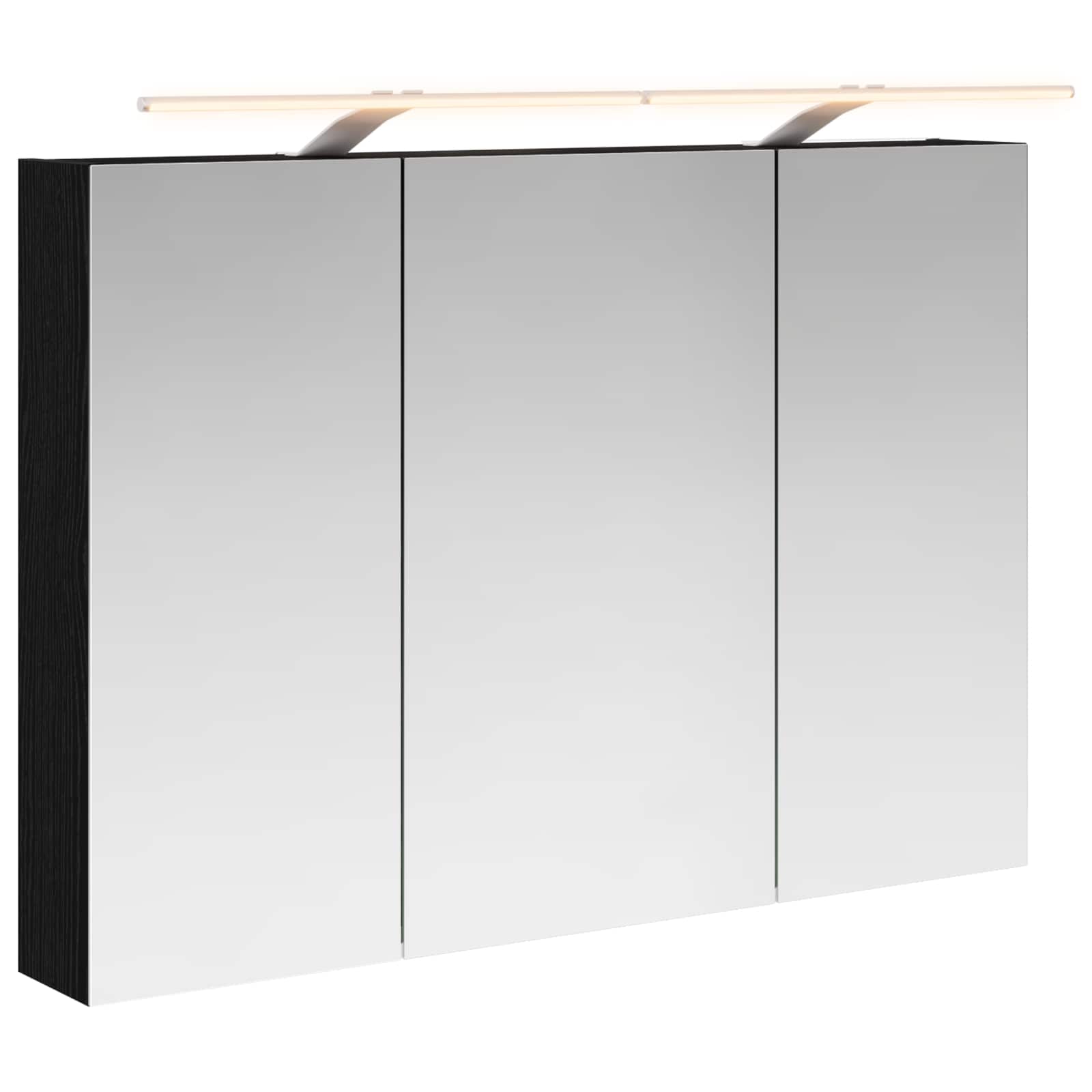 Vidaxl Bathroom Mirror Cabinet Black Oak 100 X 14.5 X 70 Cm