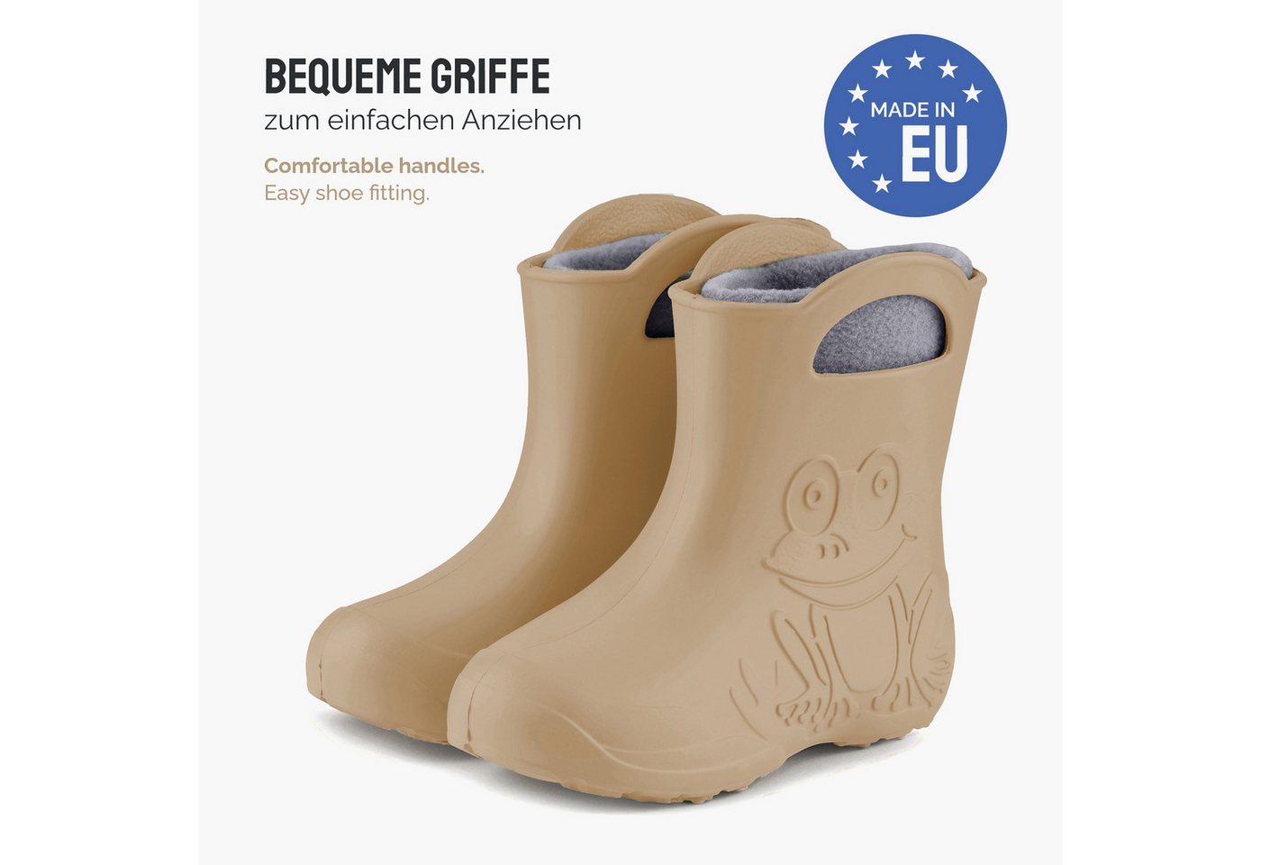 Ladeheid Eva Kinder Jungen Mädchen Gummistiefel Regenschuhe Gefüttert La-ca-03 (kamel/grau, 24/25 Eu) Bild 4