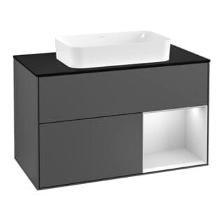 V&B Waschtischunterschrank Abdeckplatte bla m Finion 100x60,3cm, Reg re wh. m Lac, Anthrac. m