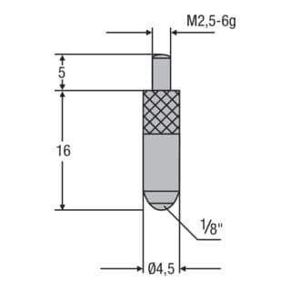 Helios-Preisser Saphir-Messeinsatz M2,5mm Kugeleinsatz 1/8", L 16mm