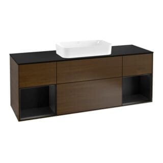 V&B Waschtischunterschrank Abdeckplatte bla m Finion 160x60cm, Reg bla m Lac, Walnut veneer