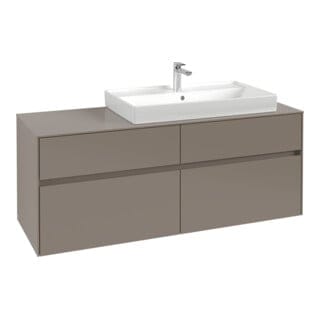 V&B Waschtischunterschrank Collaro 140x54,8x50cm, WT r, m LED, wine r