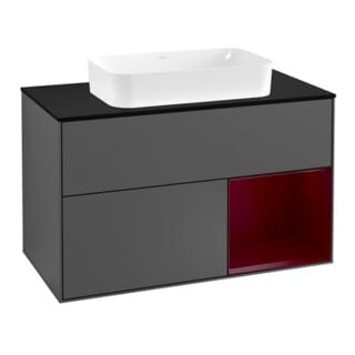 V&B Waschtischunterschrank Abdeckplatte bla m Finion 100x60,3cm, Reg re Peo, Anthracite matt