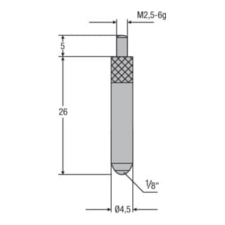 Helios-Preisser Saphir-Messeinsatz M2,5mm Kugeleinsatz 1/8", L 26mm