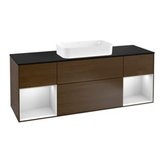 V&B Waschtischunterschrank Abdeckplatte bla m Finion 160x60cm, Reg wh. m Lac, Walnut veneer