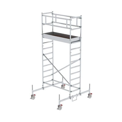 MUNK Rollgerüst 0,75 x 1,80 m mit Plattform im 2-m-Abstand und Fahrbalken, Plattformhöhe 3 m