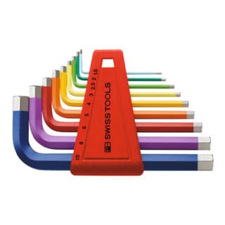 PB Swiss Tools Sechskant-Winkelschraubendreher-Satz, pulverbeschichtet, 9-teilig