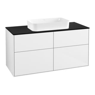 V&B Waschtischunterschrank Finion 120x60,3x50,1cm, Gl. bla m, glo wh. Lac