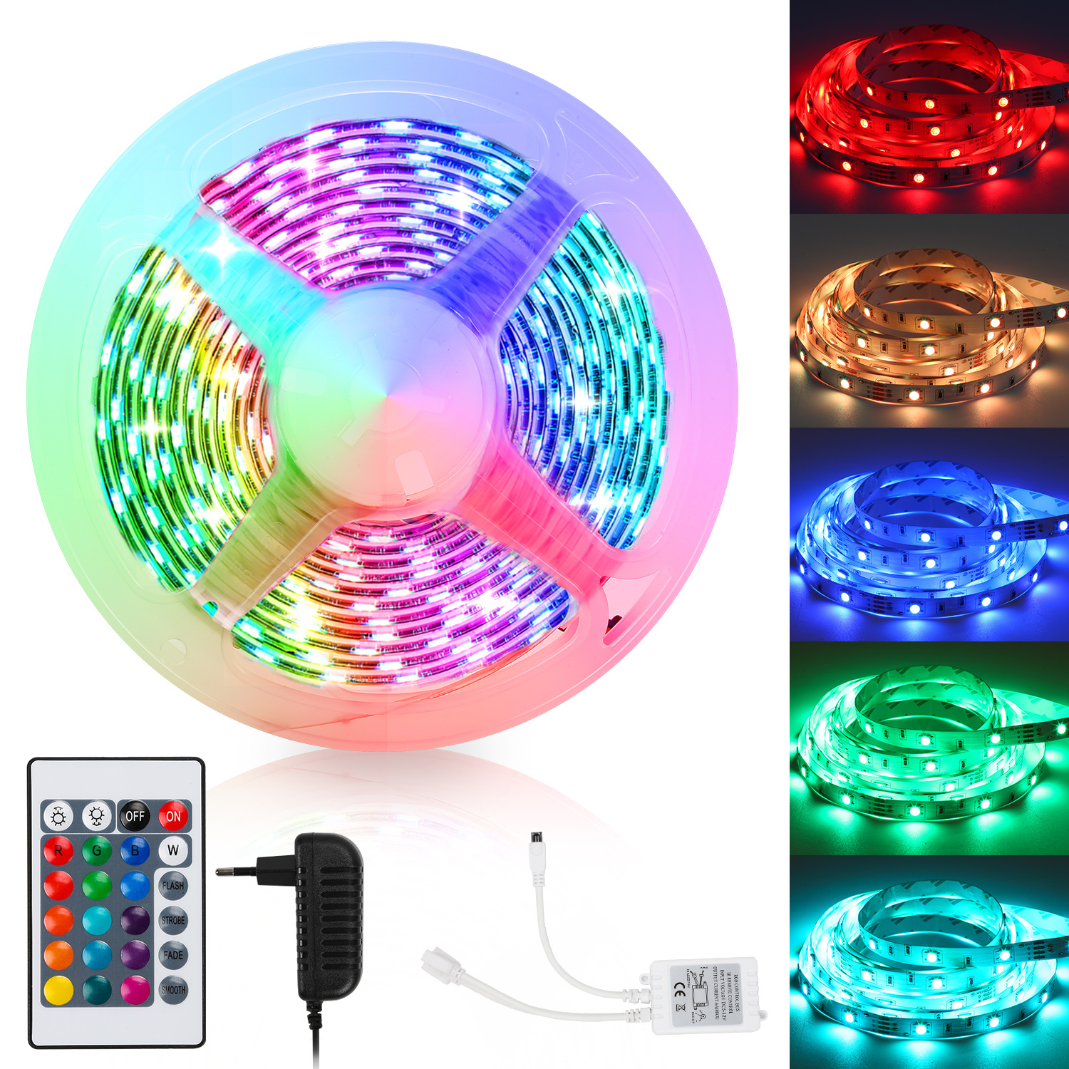 Jiubiaz 1m Led Streifen Leiste Set Led Strip Lichtband Rgb Lichterkette 30leds 5050smd Mit 24 Tasten Fernbedienung