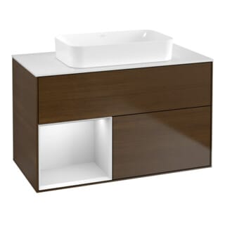 V&B Waschtischunterschrank Wandbeleuchtung Finion 100x60,3 cm, Reg li wh. m Lac, wal ven