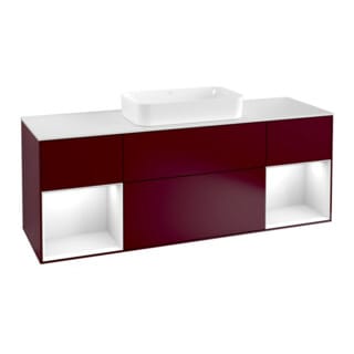 V&B Waschtischunterschrank Abdeckplatte wh. m Finion 160x60cm, Reg glo wh. Lac, Peony Matt