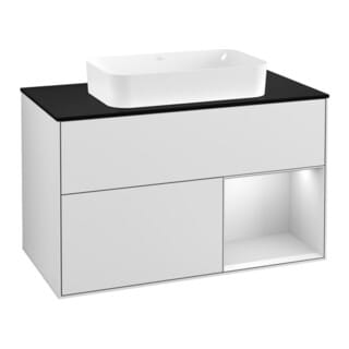 V&B Waschtischunterschrank Abdeckplatte bla m Finion 100x60,3cm, Reg re wh. m Lac, wh. m Lac