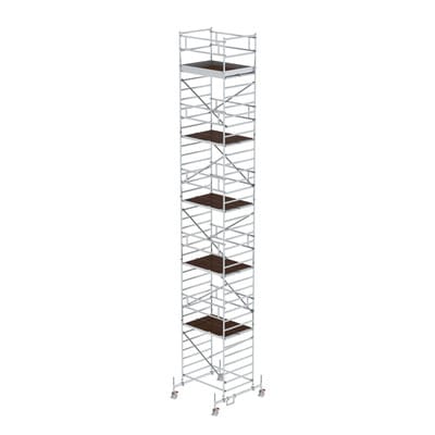 MUNK Rollgerüst 1,35 x 1,80 m mit Fahrbalken und Doppel-Plattform, Plattformhöhe 10,45 m