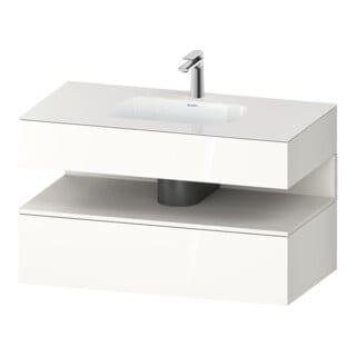 Duravit Einbauwaschtisch-Möbel-Set Qatego 100x55x60cm, w m/we hgl, Konsolen-Waschtischunterbau