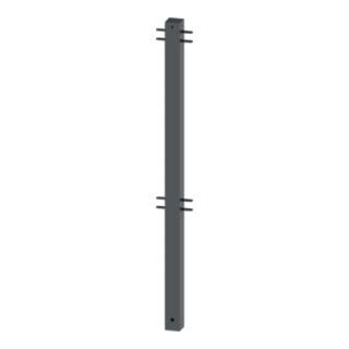 Schake Stadtzaun, Mittelpfosten + Flachkopf, Vierkantrohr 70x70mm + Stahlkappe, beschichtet, Höhe 1000mm über Flur, zum einbetonieren, 4 Verbindungslaschen
